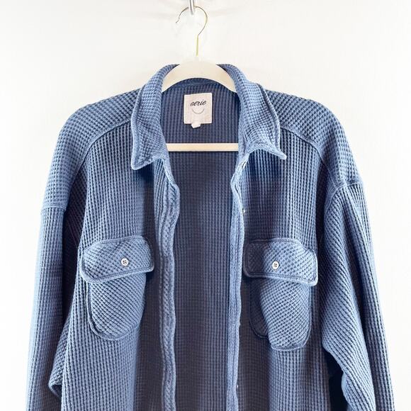 Aerie Navy Button Down Shirt - Picture 5 of 10